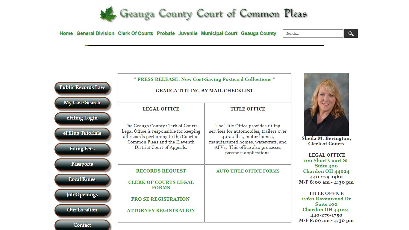 Geauga County Court of Common Pleas - Clerk Of Courts